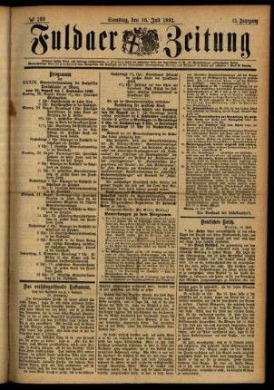 Ausgabe vom Samstag, den 16. Juli 1892.