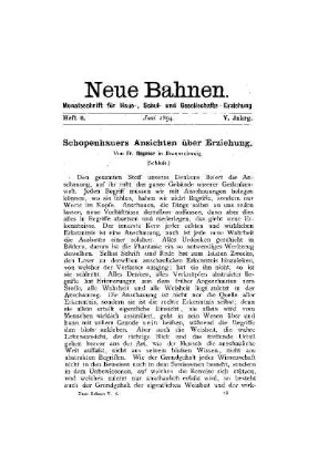 Schopenhauers Ansichten über Erziehung : (Schluß)