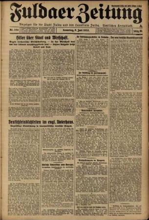 Ausgabe vom Samstag, den 08. Juli 1933.