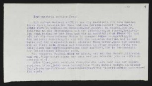 Brief von Gerhart Hauptmann an Johanna Arnhold