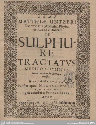 De Sulphure Tractatus Medico-Chymicus