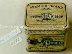 Blechdose für Schreibmaschinenfarbband "PREMIER BRAND TYPEWRITER RIBBON BLACK RECORD"