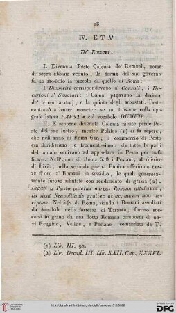 IV: L'età de'Romani