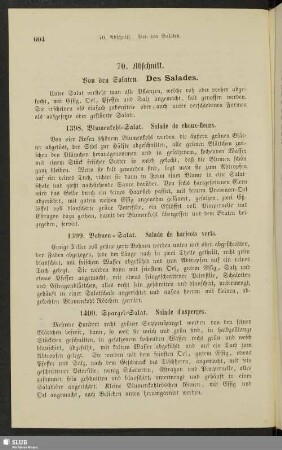 70. Abschnitt. Von den Salaten. Des salades