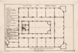 Dresden, Grundriss der zweiten Etage des Stallgebäudes (später Johanneum) mit Legende und Maßstab, No. 11, Blatt 273 aus Engelbrechts Architekturwerk