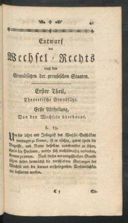 Entwurf des Wechsel-Rechts nach den Grundsätzen der preußischen Staaten.