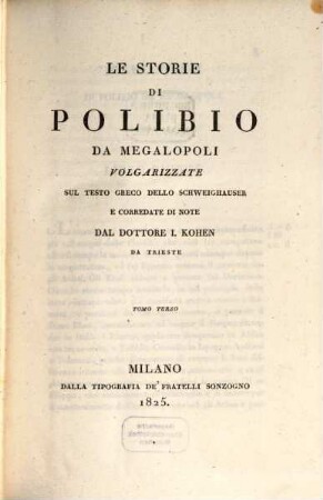 Le storie di Polibio da Megalopoli, 3