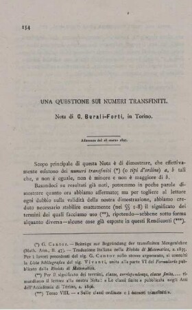 Una questione sui numeri transfiniti.