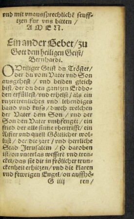 Ein ander Gebet/ zu Gott dem heiligen Geist/ Bernhardi.