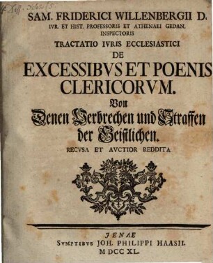 Tractatio iuris de excessibus et poenis clericorum