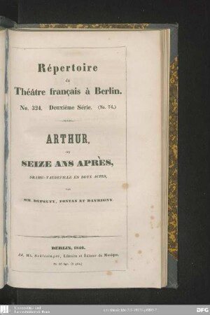 Arthur, ou seize ans après : drame-vaudeville en deux actes