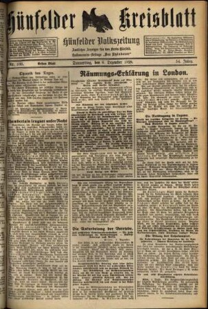 Erste Ausgabe vom Donnerstag, den 06. Dezember 1928.
