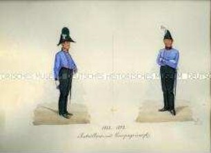 Uniformdarstellung, Bataillons- und Kompaniearzt, Sachsen, 1832-1848.
