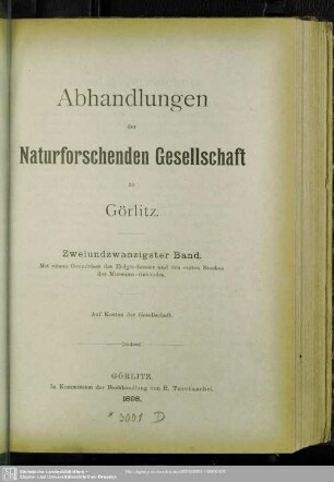22.1898: Abhandlungen der Naturforschenden Gesellschaft zu Görlitz