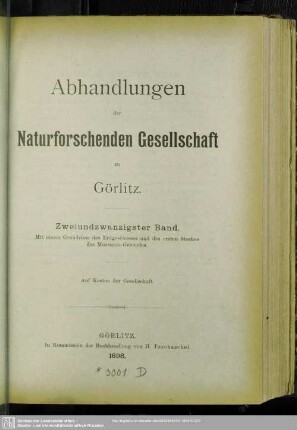 22.1898: Abhandlungen der Naturforschenden Gesellschaft zu Görlitz