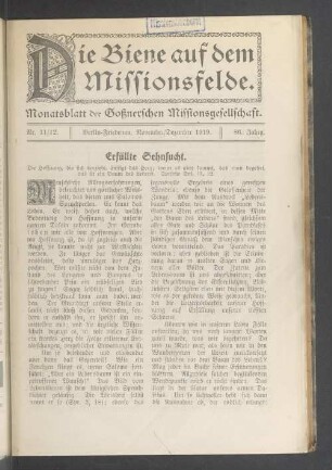 Nr. 11/12. November/Dezember 1919