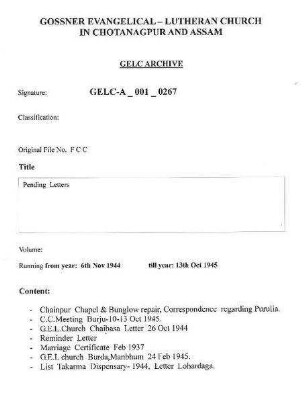 Pending Letters