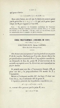 École polytechnique (Concours de 1881).