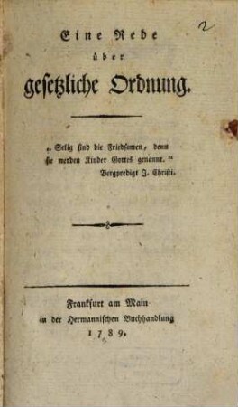Eine Rede über gesetzliche Ordnung