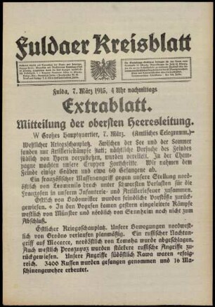 Zweite Ausgabe vom Sonntag, den 07. März 1915.