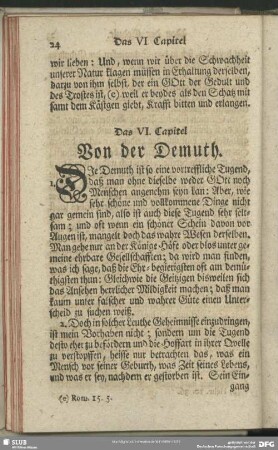 Das VI. Capitel. Von der Demuth