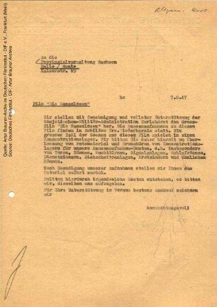 Brief von CCC an Provinzialverwaltung Sachsen, 07.08.1947