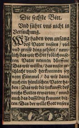 Die sechste Bitt. Und führe uns nicht in Versuchung.