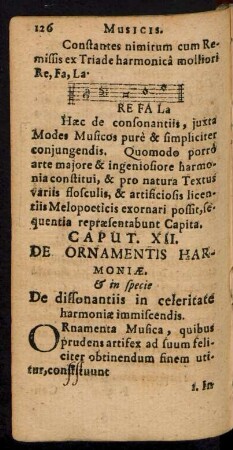 Caput XII. De Ornamentis Harmoniae. & in specie De dissonantiis in celeritate harmoniae immiscendis.
