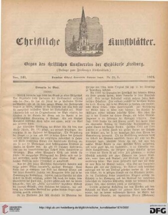 13: Christliche Kunstblätter: Organ des Christlichen Kunstvereins der Erzdiözese Freiburg