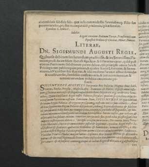 Literae, Dn. Sigismundi Augusti Regis, Quibus debitum Ius Iurandum praestitisse ...