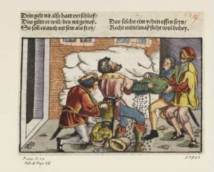 Von verlorenem Geld, aus: "OFFICIA M.T.C. EJn Bůch So Marcus Tullius Cicero der Römer zů seynem Sune Marco von den tugentsamen ämptern [...]", Augsburg 1533