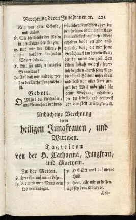 Andächtige Verehrung deren heiligen Jungfrauen, und Wittwen.