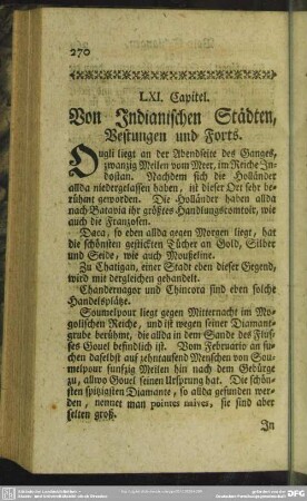 LXI. Capitel. Von Indianischen Städten, Vestungen und Forts