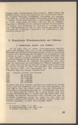 II. Deutschlands Wirtschaftsverkehr mit Palästina