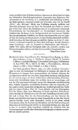 Methodisches Handbuch für Heimatforschung in Niedersachsen, hrsg. von Helmut Jäger, (Veröffentlichungen des Instituts für Historische Landesforschung der Universität Göttingen, 1) : Hildesheim, Lax, 1965