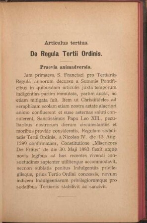 Articulus tertius. De Regula Tertii Ordinis.