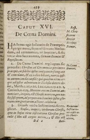 Caput XVI. De Cœna Domini.
