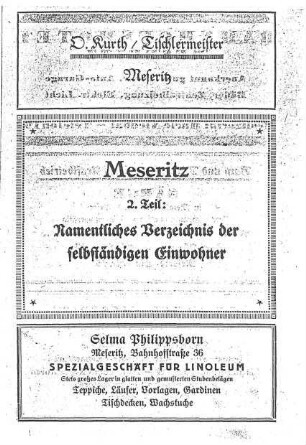 2. Teil: Namentliches Verzeichnis der selbstständigen Einwohner