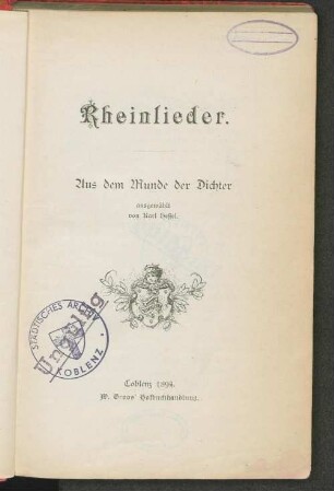Rheinlieder : aus dem Munde der Dichter