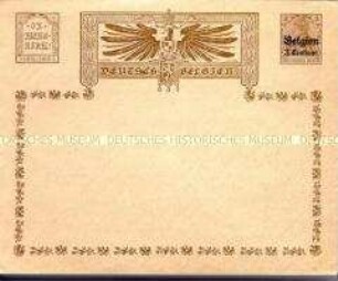 Bedruckter und frankierter Briefumschlag aus dem besetzten Belgien im 1. Weltkrieg (3 Cemtimes)