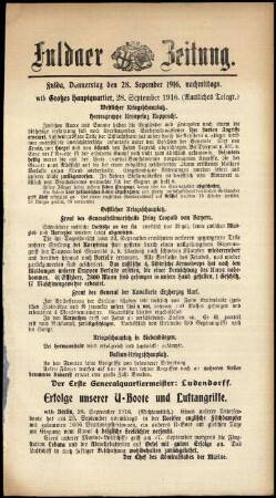 Ausgabe vom Donnerstag, den 28. September 1916.