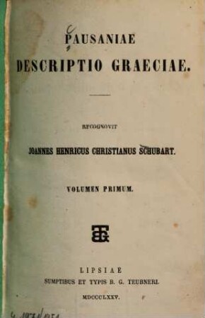 Pausaniae Descriptio Graeciae. 1