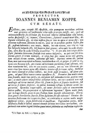 ACADEMIAE GEORGIAE AVGVSTAE PRORECTOR IOANNES BENIAMIN KOPPE C V M SENAT V.