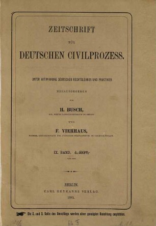 Zeitschrift für deutschen Zivilprozess. 9. 1886