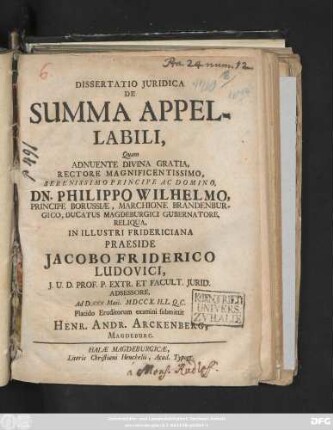Dissertatio Juridica De Summa Appellabili