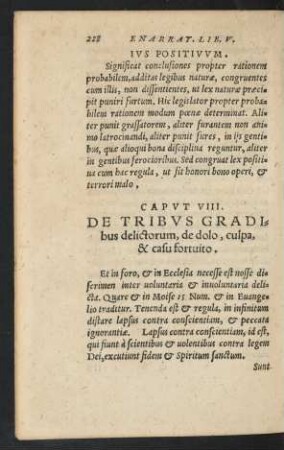 Caput VIII. De Tribus Gradibus delictorum, de dolo, culpa, & casu fortuito.