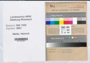 Entnazifizierung Heinrich Mehls, geb. 02.09.1895 (Bankbeamter)