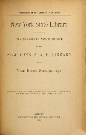 Annual report. 74. 1891 (1893)