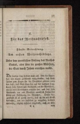 Fünfte Betrachtung. Am ersten Weihnachtstage.