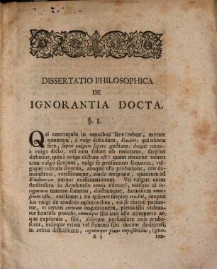 Dissertatio philosophica de ignorantia docta